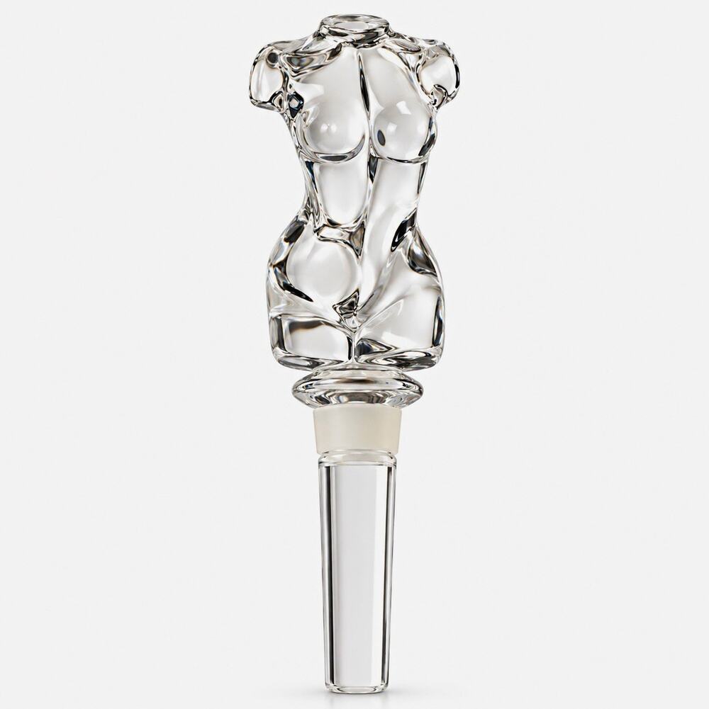 Mikasa Crystal Female Torso Wine Bottle Stopper Clear Art Glass Vintage
